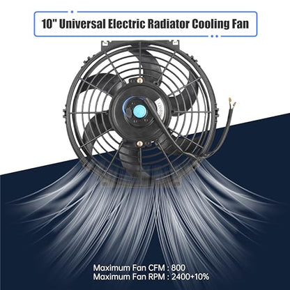 10" Slim Fan Push Pull Electric Radiator Cooling Fan, Black, 2 Packs - color: Black, size: 10'’(2 Pack)