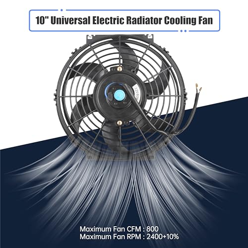 10" Slim Fan Push Pull Electric Radiator Cooling Fan, Black, 2 Packs - color: Black, size: 10'’(2 Pack)
