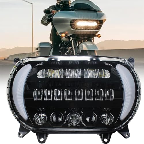 Headlight LED Road Glide Motorcycle, Daytime Running Side Lights for 2015 2016 2017 2018 2019 2020 2021 2022 2023 Headlamp Replacement accessories(Black) - color: Black