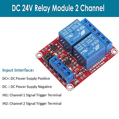 4pcs Relay Module 24V Relay Board 2 Channel with Optocoupler Support High or Low Level Trigger - size: 2 Channel - 24V