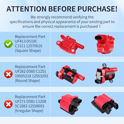 8Pcs Ignition Coil Packs and High Tension Wires for Chevy Avalanche UF413 - size: UF413