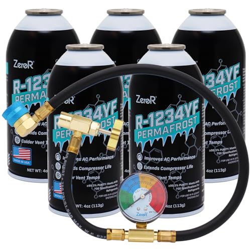 ZeroR® Permafrost for R1234YF AC Systems | Performance Booster | 5 Cans + 24" HD Can Tap Gauge - size: 5 Cans