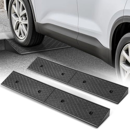 Auto Dynasty 2"H Rubber Curb Ramps for Driveway Sidewalk, Heavy Duty 2 Pack - size: 2" Rise