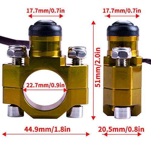 ORAEVY CNC Universal Motorcycle Engine Stop Start Kill Switch Button with Mounting Backplate Compatible with Suzuki RMZ250 RMZ450 DRZ400 - Gold - color: Gold