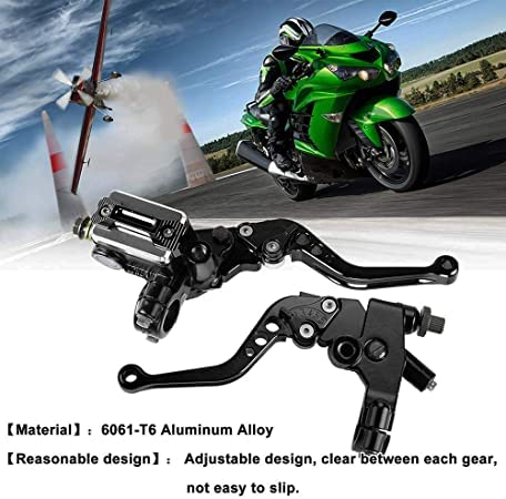 PACEWALKER Universal Motorcycle 7/8" 22mm Handlebar Brake Master Cylinder Clutch Lever CNC Left & Right Set for Honda Kawasaki Suzuki Yamaha - color: Black