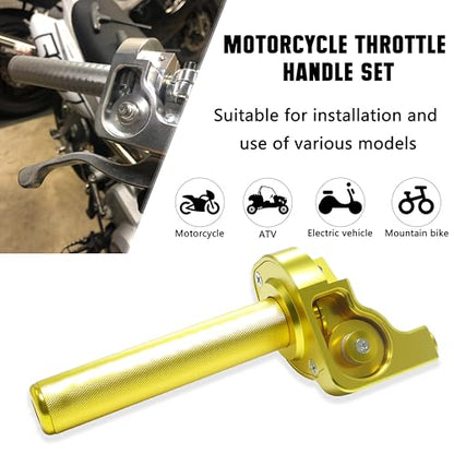 Motorcycle Throttle Assembly,7/8" Quick Twist Throttle Grips with Throttle Cable Aluminum Alloy Universal for CRF KLX SSR TTR 110 125 150 250cc Dirt Pit Bike ATV Mini Bike - color: Gold