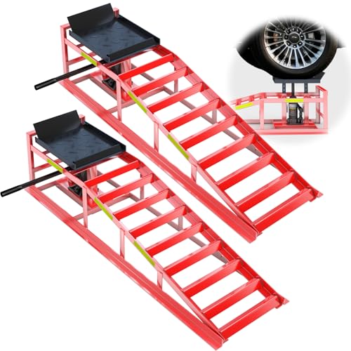 Larbanke 5 Ton Hydraulic Car Ramps,2 PCS,RED