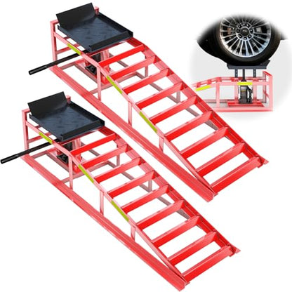 Larbanke 5 Ton Hydraulic Car Ramps,2 PCS,RED