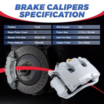 18B5055 18B5054 Front Disc Brake Calipers Compatible with 2011-18 Ram 1500 - size: Front 18B5055+18B5054