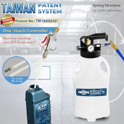 FIRSTINFO Patented 10L ATF/Transmission Fluid Pump, 22 Adapters & Funnel - size: 10 Liter w/22 pcs adapter+Drainer/Refill Kit