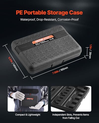 VEVOR Torx Bit Socket Set, 13-Piece Star T8 - T60 Set, S2 Alloy Steel and Cr-V Steel, 1/4 in, 3/8 in, and 1/2 in Drives, with Enhanced Storage Case, Torx Sockets for Hand Use, Mechanics, Auto Repair - size: 13 PCS