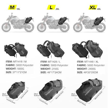 Rhinowalk Waterproof Motorcycle Saddle Bags 18L, Side Panniers (1 Pair) - size: 18L