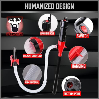 SEDY Electric Hand Pump, Portable Battery Powered Transfer Pump, Multi-Use Siphon Liquid Extractor for Gasoline, Diesel, Fuel, and Water Transfer - style: Portable Tube Style