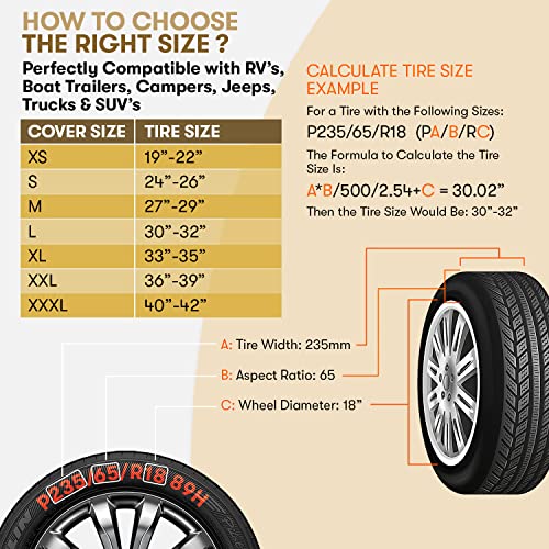 Autotech Park Protective Tire Covers 4 Pack for RVs, Trailers, Campers, SUVs, and Trucks. Oxford Material for Ultimate Protection in All Seasons. Durable Covers for Tires with 24-26 Inches Diameter - size: Tire Diameter 24"-26"
