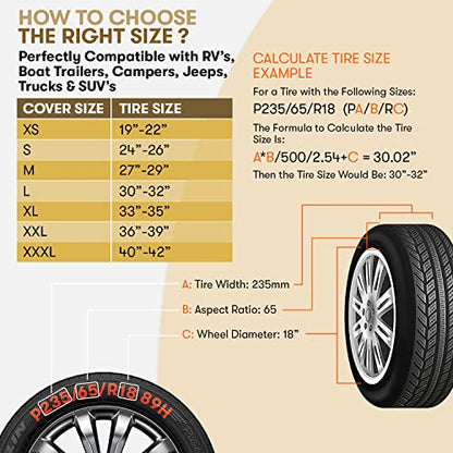 Autotech Park Protective Tire Covers 4 Pack for RVs, Trailers, Campers, SUVs, and Trucks. Oxford Material for Ultimate Protection in All Seasons. Durable Covers for Tires with 24-26 Inches Diameter - size: Tire Diameter 24"-26"