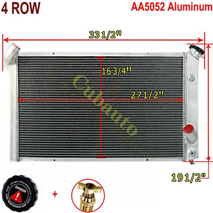 Aluminum 4 Rows Core Radiator For 1973-1976 74 75 Chevy Corvette C3 Base Stingray 5.7L 7.4L V8