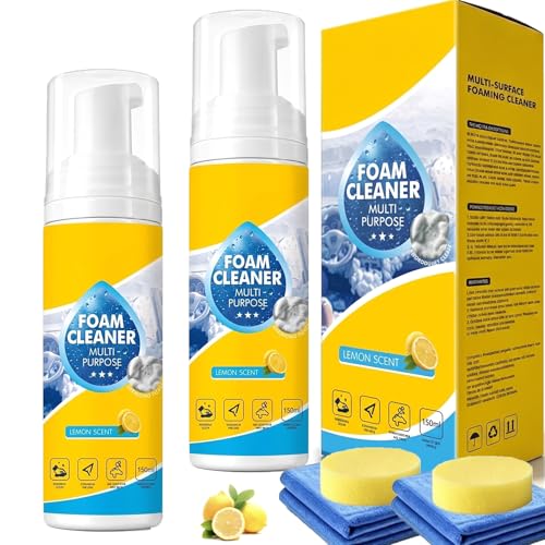 【2Pack】Foam Cleaner,4-in-1 Multi-Enzyme FoamCleaner,New Foam No-Rinse Cleaner,Multifunctional Foam-Cleaner Deep Cleaning Spray for Car Interior Leather Car Seat Cleaner,Kitchen Grease,Sofa Upholstery - color: 2 Pack: Foam Cleaner