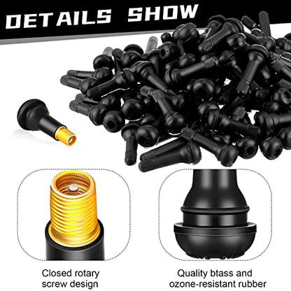 Tallew 150 Pcs Tire Valve Stems Bulk Tubeless Rubber Snap in Valves Stems Black Replacement Tool for Car Tubeless 0.453 Inch Rim Holes Standard Vehicle Tires (Tr412,Tr413,Tr414,Tr418) - style: TR412, TR413, TR414, TR418