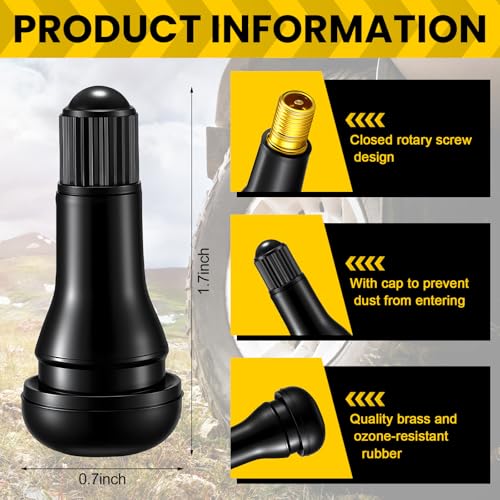Tallew 400 Pieces TR413 Tire Valve Stems, Rubber Snap-in Tubeless, Black