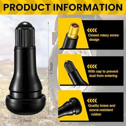 Tallew 400 Pieces TR413 Tire Valve Stems, Rubber Snap-in Tubeless, Black
