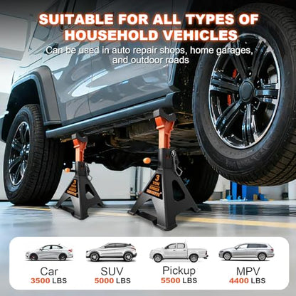 3 Ton (6,600 LBs) Jack Stands with Crossbars,Double Pin Locking,Rubber Cover,Large Foot Base,12"-16" Adjustable Height,Heavy Duty Car Jack Stands,Lifting SUV,MPV,Pickup Truck,ATV/UTV,2 Pack - color: orange-upgraded, size: 3ton Load Capacity