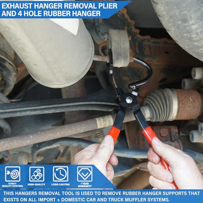Universal Muffler Hanger Removal Pliers And 4 Hole Hanger Rubber Kit(5pcs)