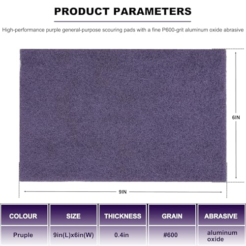 Premium 10 Pack 6" x 9" Purple General Purpose Scuff Pads - Scuffing, Scouring, Sanding, Paint Primer Prep Adhesion Scratch - Surface Preparation Automotive Car Auto Body Woodworking Wood (600 Grit) - style: 600 Grit-Purple
