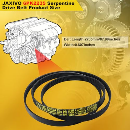 6PK2235 Serpentine Belt V-Ribbed Drive Belt for 05-10 SC430 4.3L,98 Express 1500/2500/3500 Without A/C,06-09 Fusion 2.3L,12-13 Equus/Genesis 5.0L,07-12 Altima 2.5L,Replace 1060880 - size: 6PK2235-2235mm