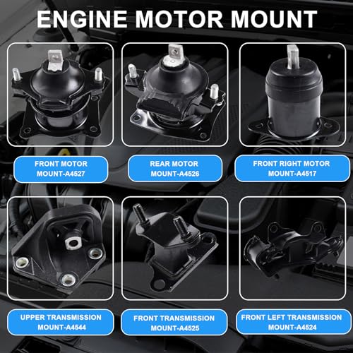 Engine Motor Mount Set Compatible with 2003-2007 Honda Accord 3.0L V6 Replaces# A4527HY A4526HY A4525 A4544 A4517 A4524 - size: Honda Accord 3.0L 2003-2007