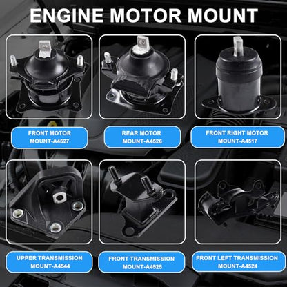 Engine Motor Mount Set Compatible with 2003-2007 Honda Accord 3.0L V6 Replaces# A4527HY A4526HY A4525 A4544 A4517 A4524 - size: Honda Accord 3.0L 2003-2007