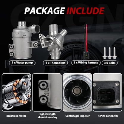 Electric Engine Water Pump W/Aluminum Thermostat Compatible with BMW