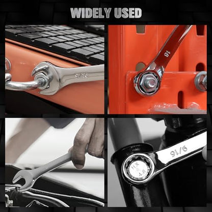 SWANLAKE 30-Piece Combination Wrench Set, Metric & SAE (8-22mm & 1/4” to 1-1/16”),12-Point Open End Standard Wrench Set, Mechanics Wrenches Sets, Chrome Vanadium Steel with Storage Rack - style: 30-Piece Combination