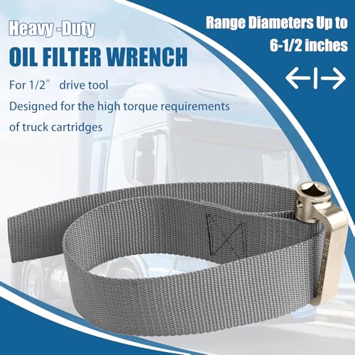 Heavy Duty Filter Strap Wrench, for Up to 6-1/2 in Oil Filter Strap Removal