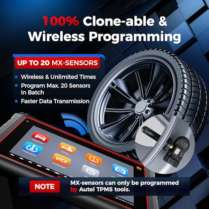 Autel TPMS Sensors, 1 MX-Sensor 433/315MHz, Maxitpms Tire Pressure Sensor 4pack, Replacemend Tire Sensors Press-in Rubber Valves, Programmed with TS508WF