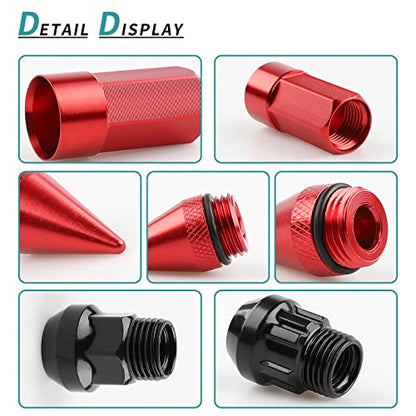 M14X1.5 Spikes Lug Nuts 24PCS - color: Red