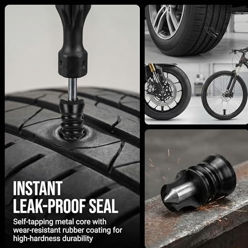 PINKJOY 60 Pcs Tire Repair Nails Self-Tapping Screw Rubber Screw Tool Self-Service Tire Repair NAI for Car Motorcycle Truck - size: 60PCS