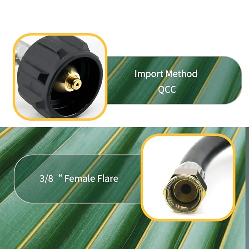 6 FT 4/8/10/12 FT Lengths Optional, High Pressure Propane Regulator with Gauge, 20 PSI Adjustable Propane Hose with QCC-1 Connector, for Turkey Fryers, Fire Pits, Grills, Smokers - size: 6 FT
