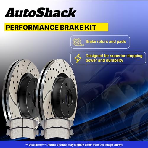AutoShack Front Vented & Rear Solid E-Coated Rotors & Ceramic Pads - style: ShadowGuard & Pad