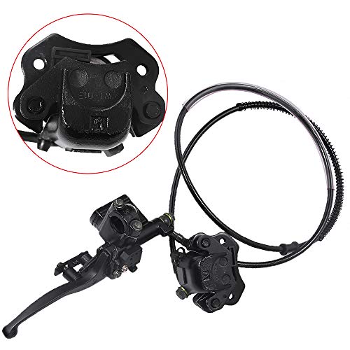 Hoypeyfiy Rear Hand Hydraulic Disc Brake Master Cylinder Caliper Assembly with Brake Pads for Chinese ATV Quad Replacement for TaoTao Buyang Coolsport Kazuma Go-Kart Sunl 50cc 70cc 90cc 110cc 125cc