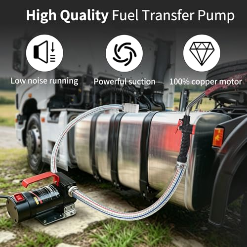 Diesel Transfer Pump, 12 Volt Fuel Transfer Pump with Nozzle Hoses for Transferring Diesel, Kerosene, Machine Oil, Self Priming DC Fuel Pump Kit - style: 12V 13GPM-Diesel