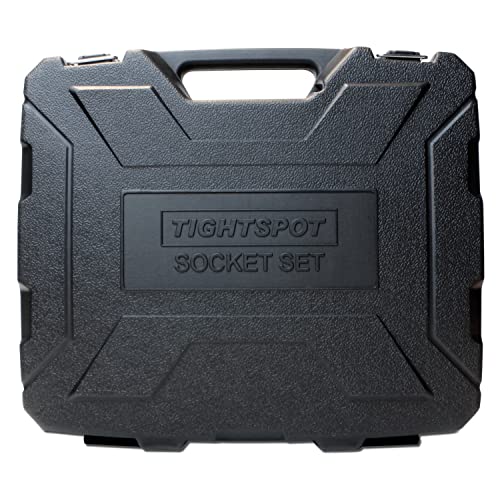 TIGHTSPOT 3/8" Drive 50pc Impact Socket PRO SET, our Most Popular Set Ever with SAE & Metric from 5/16 Inch - 3/4 Inch, 8mm-19mm + 21mm + 22mm, Standard/Deep Sockets, Extension Bars, Adapters & More - size: 3/8“ Drive 50pc Impact Socket Set