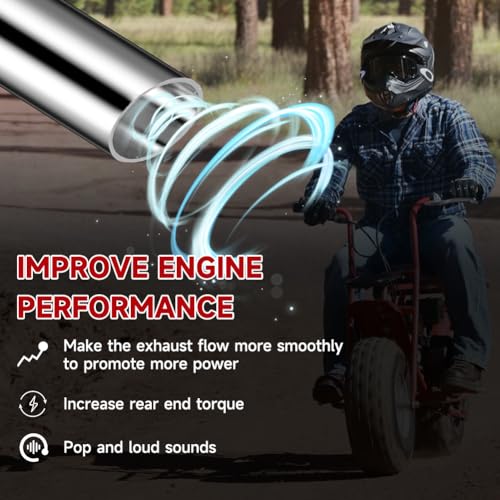 FVRITO Exhaust Pipe Header for CT200u Coleman BT200X CT200U-EX KT196 Mini Bike Go Kart Predator 212cc 224cc 196cc 6.5HP GX160 GX200 Clone Engine Baja Warrior MB200 Parts Silver - color: Silver