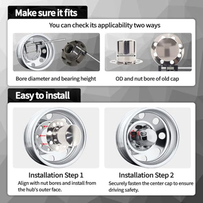 4Pcs 4.9" Trailer Wheel Center Caps for 8 Lug Eagle Alloys Dually - size: 2pcs Front, 2pcs Rear, 4.9 Broe