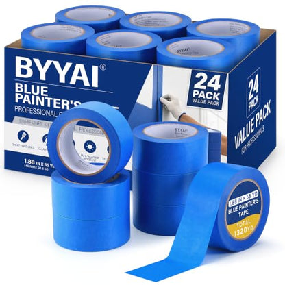 24 Rolls Painters Tape 2 Inch Wide, Blue Masking Tape Bulk 1320 Yards - size: 2 inch wide