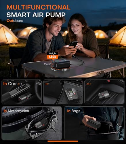 Tire Inflator Portable Air Compressor, 35s Faster Air Pump with APP, 160PSI 48LPM 10400mAh Electric Tire Pump, 45W Charging, Cordless Tire Inflator for Car SUV Truck Pickup RV