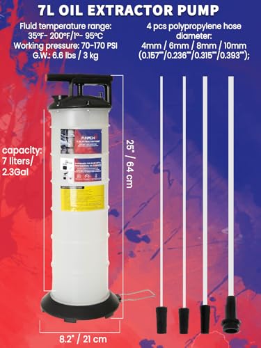 Oil Extractor Pump 7L Manual Oil Changer Vacuum Fluid Evacuator Extractor for Automotive Fluids Vacuum Evacuation