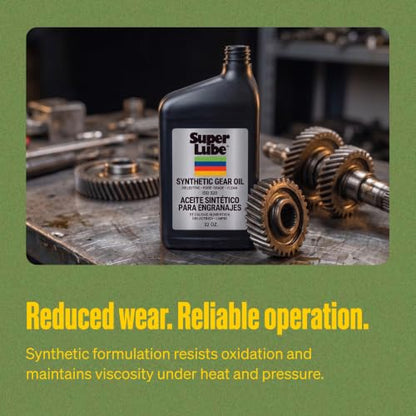 Super Lube Synthetic Gear Oil - Heavy Duty Synthetic Machinery Oil for Truck & Auto Maintenance - NSF H1 Food Grade Gear Lubricant - ISO 320 - Translucent Amber - Bottle - 1 qt (54300) - size: ISO 320 - 1 Quart