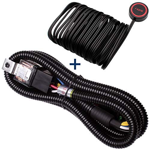 FARBIN 12V 80A Horn Wiring Harness Relay Kit and Push Button with Wire - color: Wiring harness+button, size: 12V