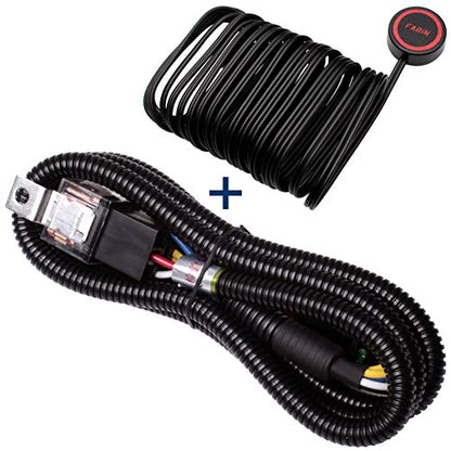 FARBIN 12V 80A Horn Wiring Harness Relay Kit and Push Button with Wire - color: Wiring harness+button, size: 12V