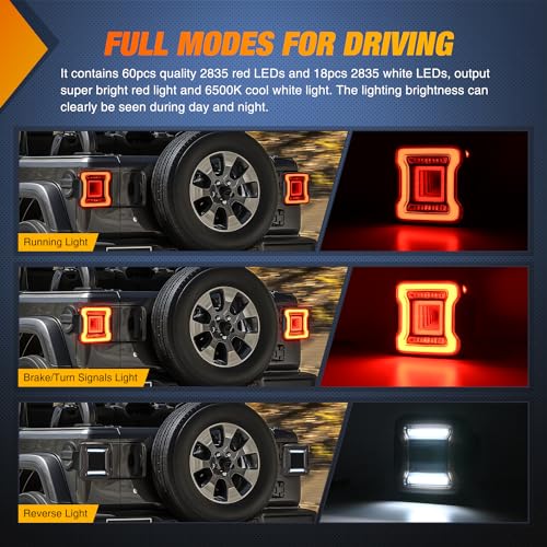 Nilight JL Tail Light LED Smoked Lens DOT APPROVED for 2018-2026 Wrangler - color: JL 2018-2026 Tail Light